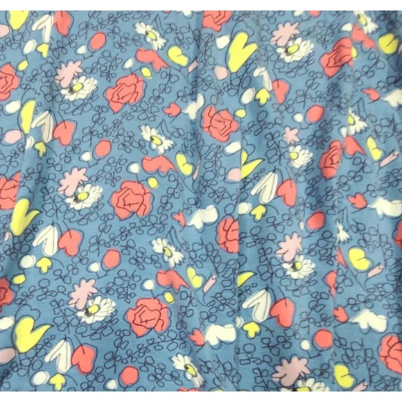 Boden Casual Pull On Skirt Women's 2R Blue Yellow Purple Pink Floral Hearts - Picture 3 of 5